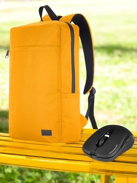 Classone Mila PR-EK108 15,6'Su Geçirmez Kumaş Fermuar Notebook Sırt Çantası+Kablosuz Mouse - 5