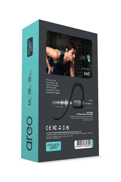 Powerway Areo Boyun Bantlı HD Ses Dokunmatik Profesyonel Bluetooth Kulaklık 6 Saat Şarj Süresi - 6