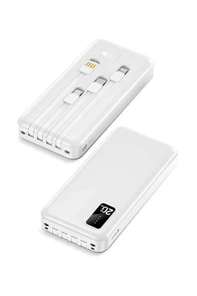 Powerway 20.000 Mah Kablolu Dijital Göstergeli 20.000 Mah Garantili Dahili Stand TX209 Beyaz Powerbank - 3