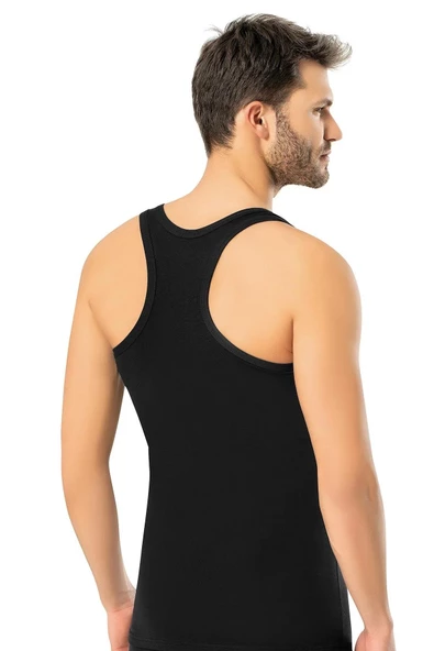 Erdem Erkek Likralı Sporcu Askılı Atlet 1121 - 6 Adet  Siyah S