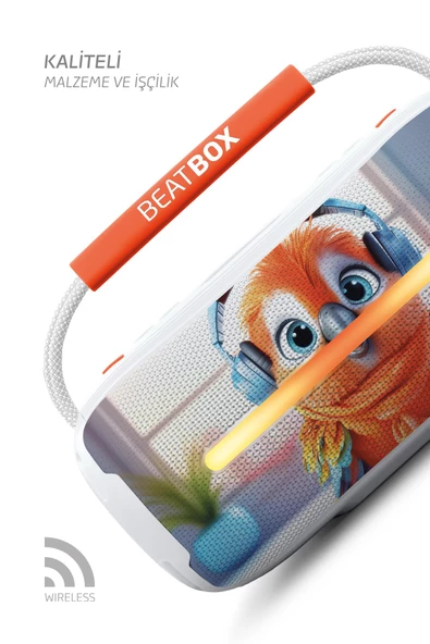 Powerway Beatbox Animals Papağan Led Işıklı Dayanıklı Ses Bombası Usb Sd Aux Bluetooth Hoparlör - 2