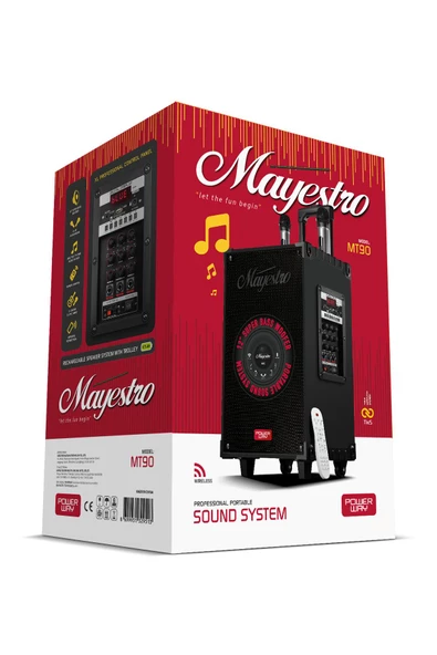 Powerway Şarjlı Çift Mikrofonlu Hoparlör Karaoke Sistemi Taşınabilir Amfi MT90 Bluetooth Hoparlör - 5