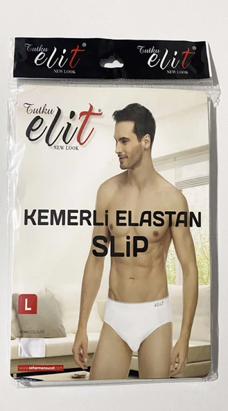 Tutku Elit Erkek Likralı İnce Bel Kemerli Slip Külot 1351 - 3 Adet  Beyaz 2XL - 3