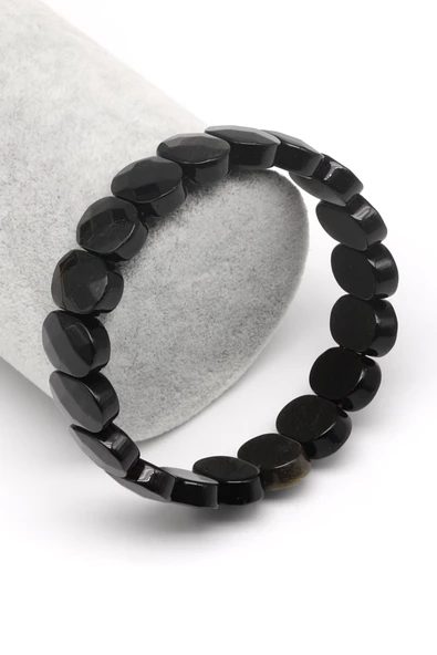 Obsidyen Doğal Taş Bileklik 9 x 13 mm Özel Kesim