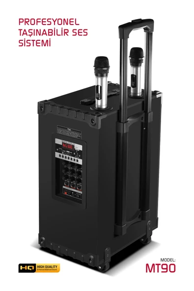 Powerway Şarjlı Çift Mikrofonlu Hoparlör Karaoke Sistemi Taşınabilir Amfi MT90 Bluetooth Hoparlör - 4