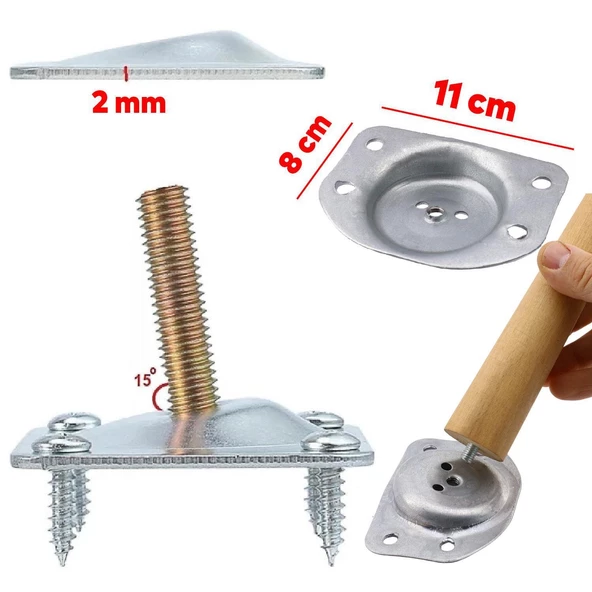4'lü Ahşap Sehpa Ayak Takımı 40 cm Zigon Puf Tabure Ayağı Masa Ayakları Açılı Bağlantı Aparatı Dahil - 3