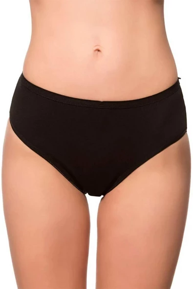 Aydoğan Kadın Pamuklu Likralı Bikini Slip Külot -12 Adet  Siyah S