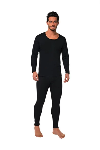 Tutku Erkek Termal  Set Alt Üst Takım - 1 Adet  Siyah L - Resim 2