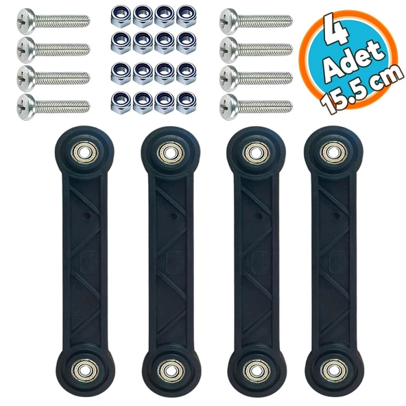 Beşik Sallama Aparatı (İki Delik Arası 15.5 cm) Çocuk Bebek Beşiği Takımı Aparatı Seti Siyah 4 Adet