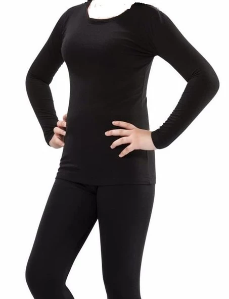 Tutku Kız Çocuk Termal Alt Üst Takım - 0835-0836 Siyah 5-7 Yaş