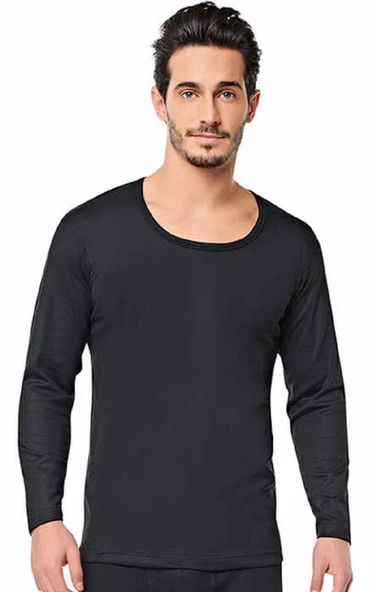 Tutku Elit Erkek Termal İçlik Üst Uzun Kol Atlet Fanila  Siyah M - Resim 2