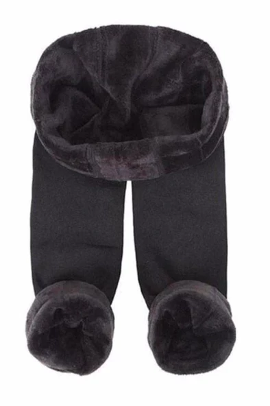 Kapbirtane Kadın Termal Peluş Tayt 1 Adet  Siyah L - XL - 2