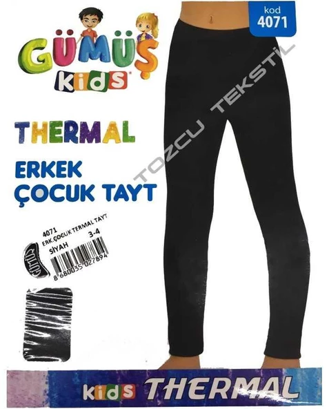 Gümüş Erkek Çocuk Termal Tayt İçlik 4071 - 2 Adet  Siyah 2 (3-4 YAŞ) - 2