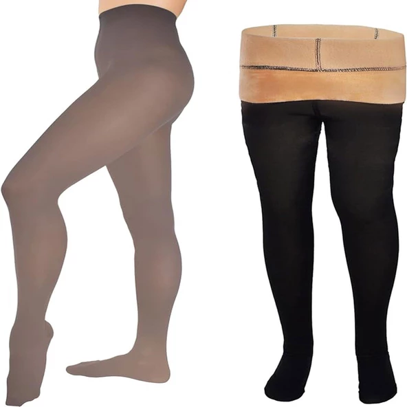 Larosa Kadın Polar Termal Kışlık Külotlu Çorap - 1 Adet  Siyah L - XL - Resim 2