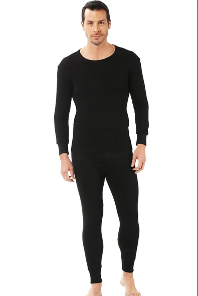 Gümüş Erkek Termal Set Alt Üst Takım İçlik - 1 Set  Siyah 2XL