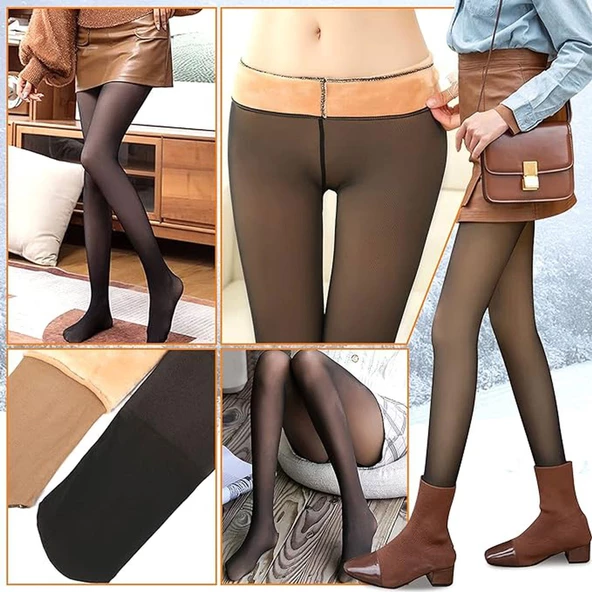 Larosa Kadın Polar Termal Kışlık Külotlu Çorap - 1 Adet  Siyah S - M - Resim 4