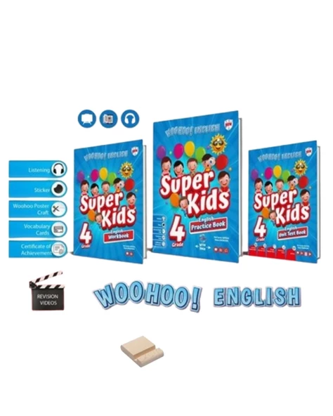 4.Sınıf Woohoo Englısh SUPER KIDS(Practice + workbook+unıt test book) YENİ