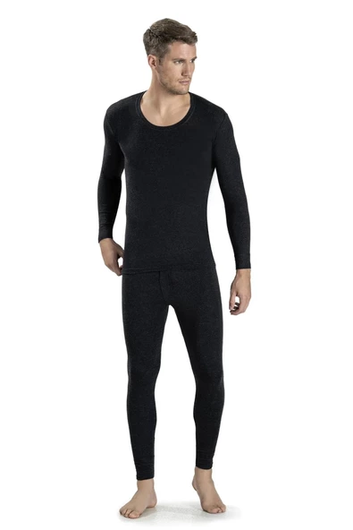 Jiber Erkek Termal Tayt Fanila İçlik Set 160/161 - 1 Set  Siyah M - Resim 3