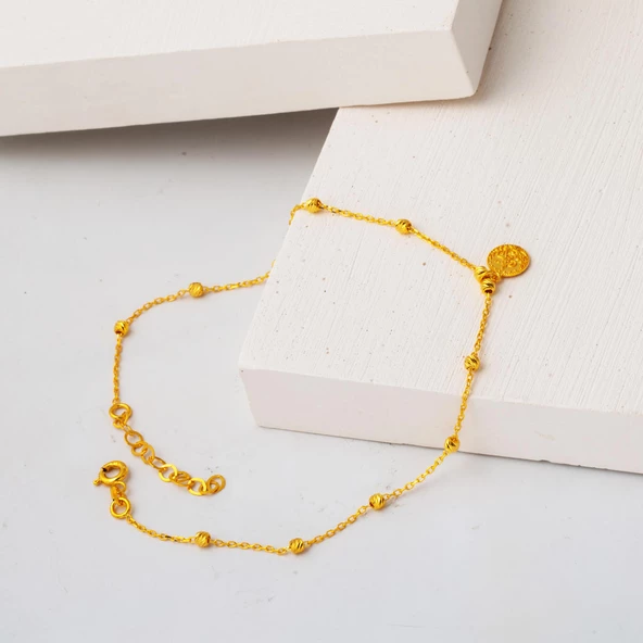 Tuğralı 22 Ayar Dorika Altın Halhal - Resim 3