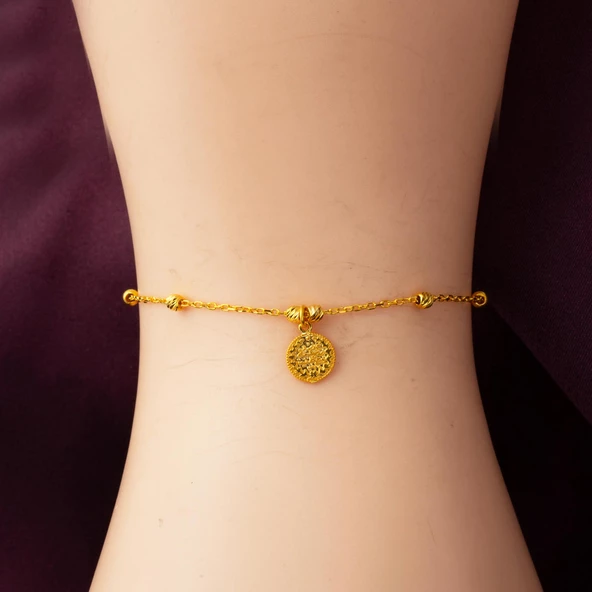 Tuğralı 22 Ayar Dorika Altın Halhal - Resim 4