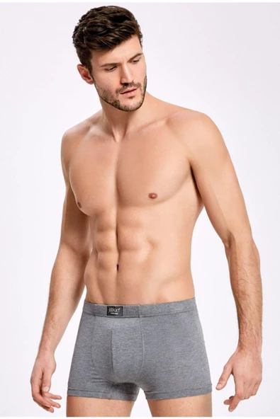 İlke Erkek Bambu Likralı Boxer 1606 - 6 Adet  Antrasit S