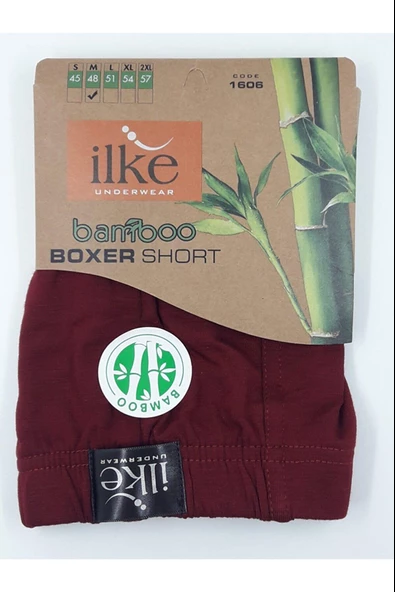 İlke Erkek Bambu Likralı Boxer 1606 - 6 Adet  M Bordo - 2