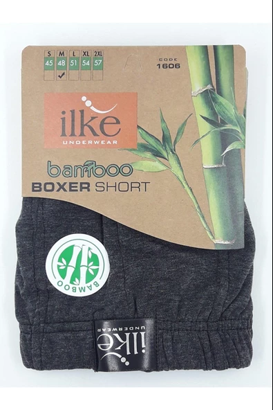 İlke Erkek Bambu Likralı Boxer 1606 - 6 Adet  Antrasit S - 2