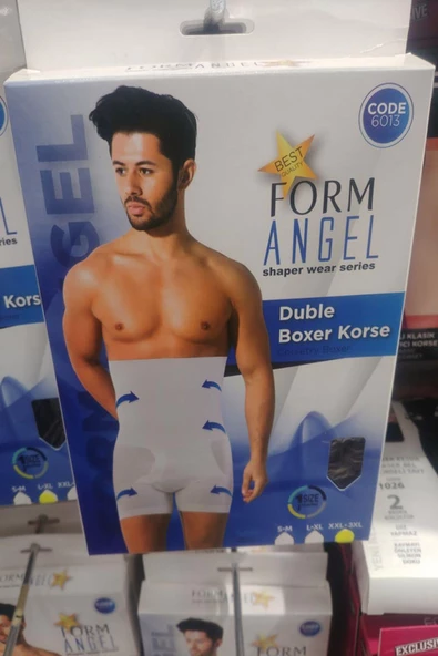 Form Angel Erkek Duble Boxer Korse 6013 - 1 Adet  Beyaz S - M - Resim 2