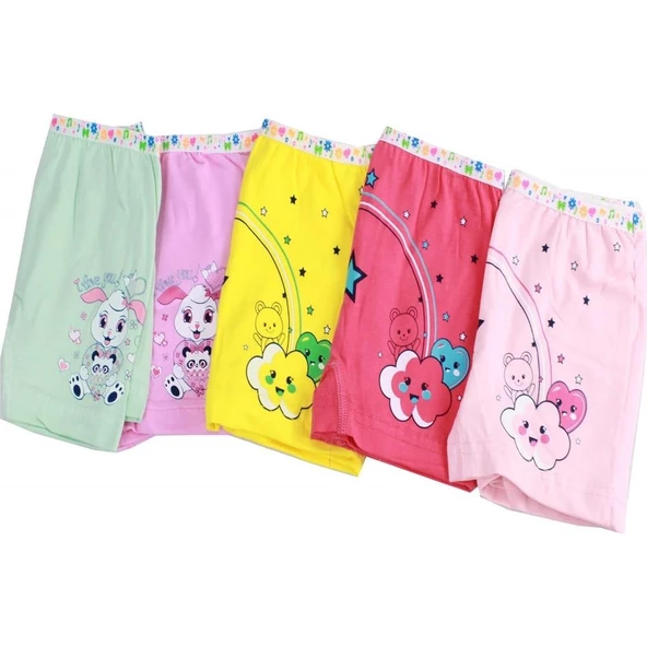 Tutku Kız Çocuk Boxer 0181- 6 Adet  Karışık Renk 3 (5-6 YAŞ) - Resim 2