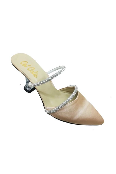 Cotcolic 9714 Saten Şeffaf Topuk Fashion Kadın Terlik - Resim 4