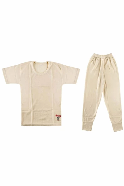 Hasyün Erkek Çocuk Yün Fanila Tayt İçlik Takımı 550/500 -1 Set  Ekru 4(8-9Yaş ) - Resim 2