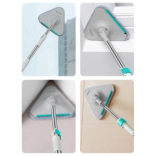 SMARTER Aqua Master Üçgen Aparat + Mop Camlar Ve Zorlu Köşeler İçin Temizlik Paspas - 2