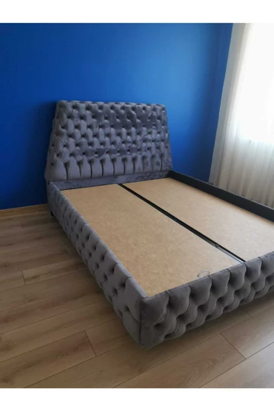 140x200 Sandıklı Baza Chester Set Antrasit Gri Yatak Hariç - Resim 2