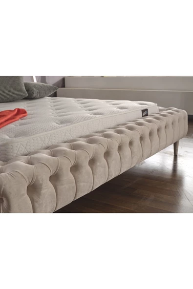 Chester Çift Kişilik Baza Başlık Set Sandıksız Renk Krem - Resim 4