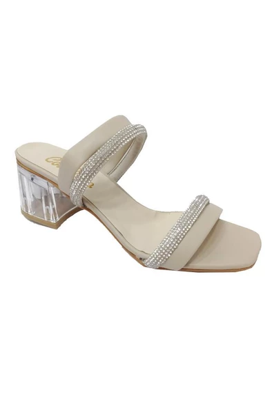 Cotcolic 01202 Taşlı Şeffaf Topuk Fashion Kadın Terlik - 4