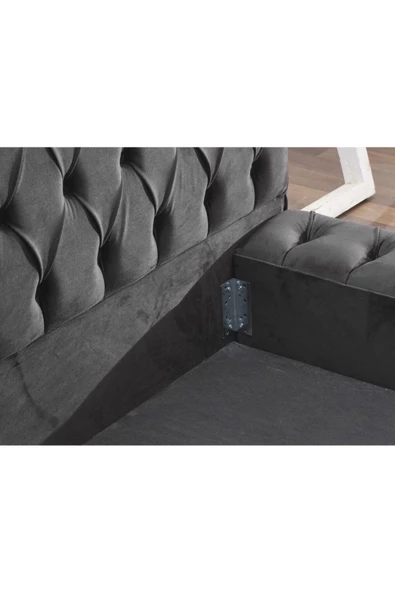 Çift Kişilik Baza Başlık Set Black Pearl Siyah - 4