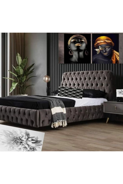 150x200 Chester Antrasit Gri Sandıklı Baza - Resim 2