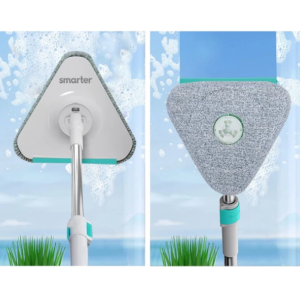 SMARTER Aqua Master Üçgen Aparat + Mop Camlar Ve Zorlu Köşeler İçin Temizlik Paspas - 3