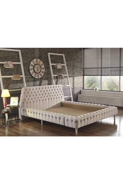 Chester Çift Kişilik Baza Başlık Set Sandıksız Renk Krem - Resim 2