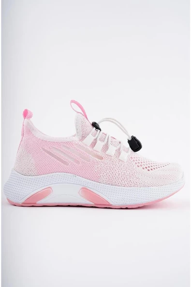 Tutinom 507-24 Triko Sneaker Kız Çocuk Ayakkabı Beyaz Pembe 26-30