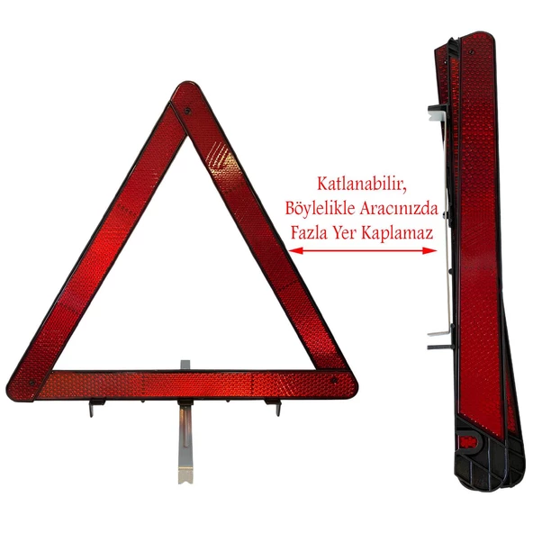 Yol Kaza Arıza İkaz Reflektörü Katlanır Fosforlu Üçgen Reflektör Lastik Değiştirme Gece Parlayan - 2