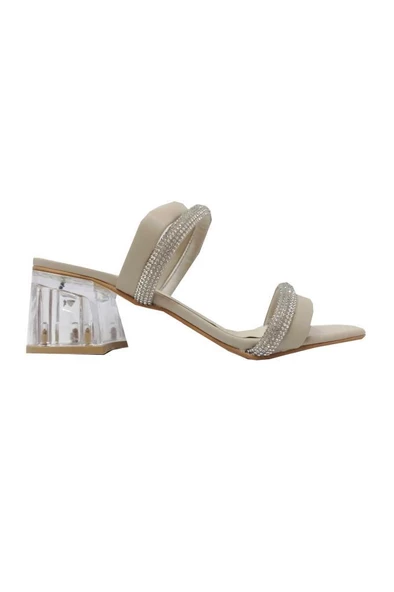Cotcolic 01202 Taşlı Şeffaf Topuk Fashion Kadın Terlik - 5