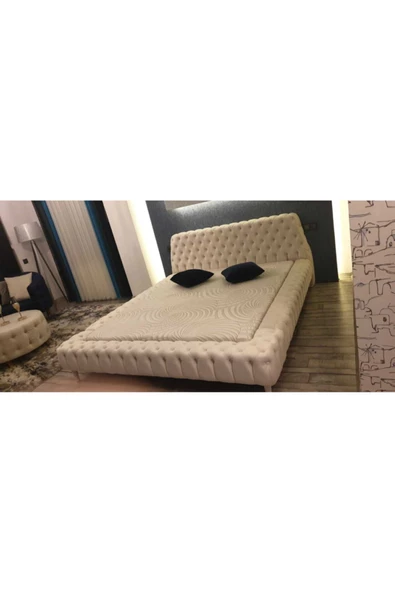 Chester Çift Kişilik Baza Başlık Set Sandıksız Renk Krem - Resim 5