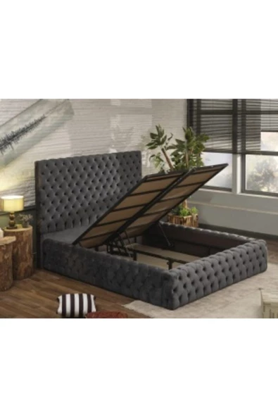 150/200 Çift Kişilik Sandıklı Havuzlu Baza Başlık Set Hıgh Mountaın