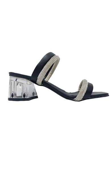 Cotcolic 01202 Taşlı Şeffaf Topuk Fashion Kadın Terlik - 2