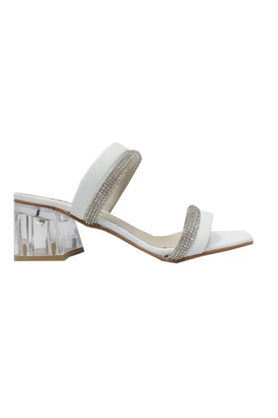 Cotcolic 01202 Taşlı Şeffaf Topuk Fashion Kadın Terlik - 8