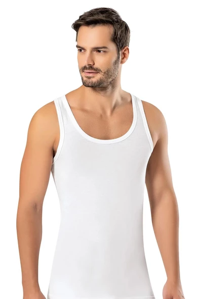 Erdem Erkek Likralı Sporcu Askılı Atlet 1121 - 3 Adet  Beyaz XL - 2