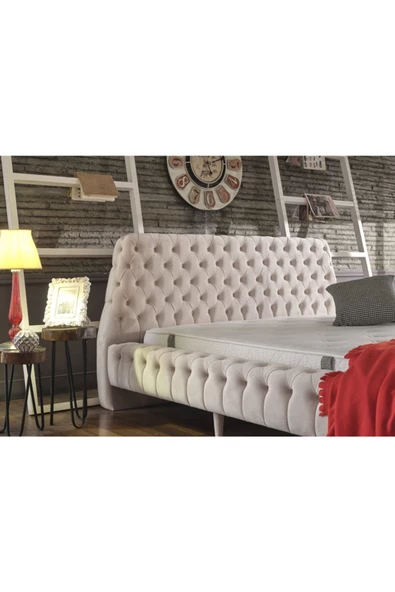 Chester Çift Kişilik Baza Başlık Set Sandıksız Renk Krem - Resim 3
