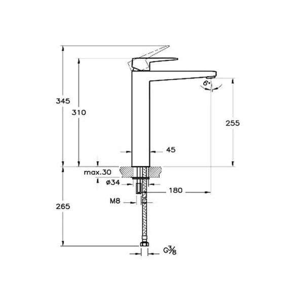 VitrA Root Square A4273334 Lavabo Bataryası (Çanak),Fırçalı Nikel - 3