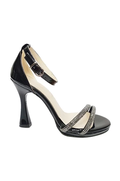 Gizem 803 Rugan Kare Topuk Taşlı Kadın Sandalet - Resim 2